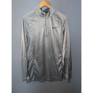 Nike Dri-FIT Quarter Zip Pullover Mens Medium Silver Gray‎ Long Sleeve Training